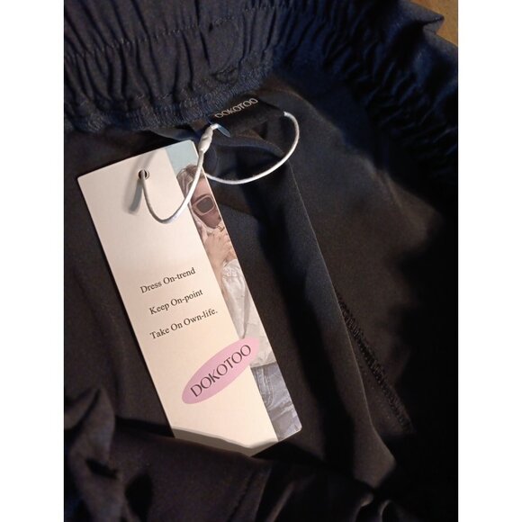 Dokotoo Pants Womens M Black Cropped Wide Leg Casual Elastic Waist Pull On NWT - Picture 4 of 6